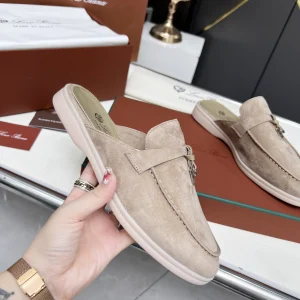 Loro Piana Suede Leather Slip-On Mule Shoes