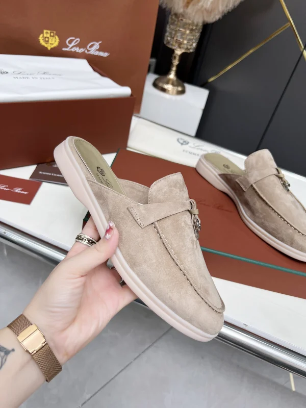 Loro Piana Suede Leather Slip-On Mule Shoes