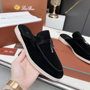 Loro Piana Suede Leather Slip-On Mule Shoes