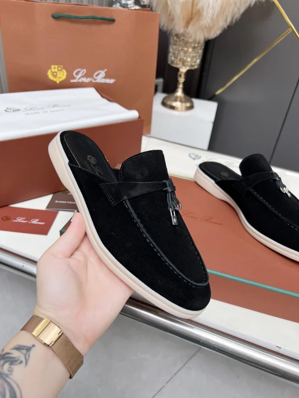 Loro Piana Suede Leather Slip-On Mule Shoes