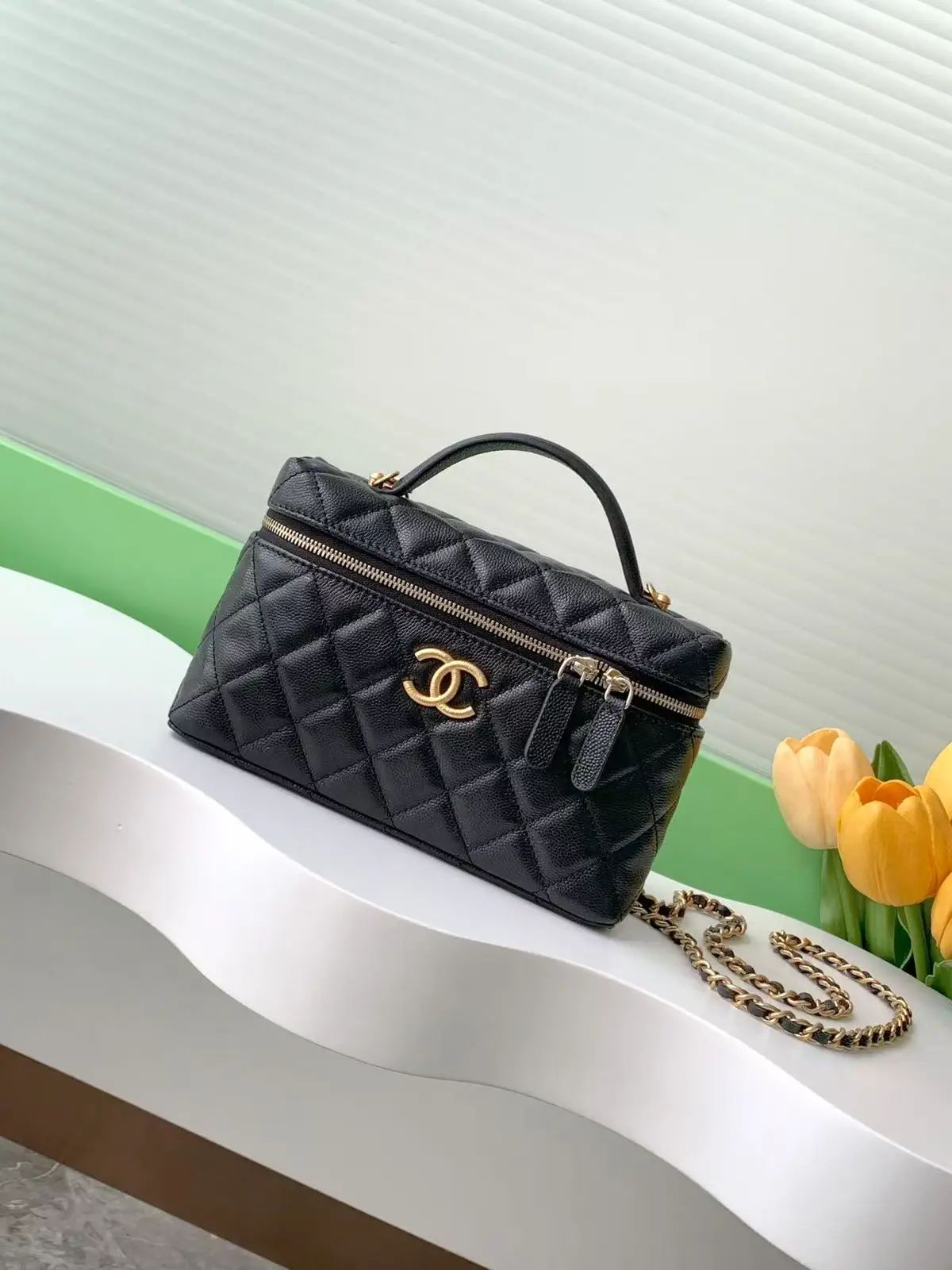 Chanel Quilted Top Handle Chain Clutch Bag image 1