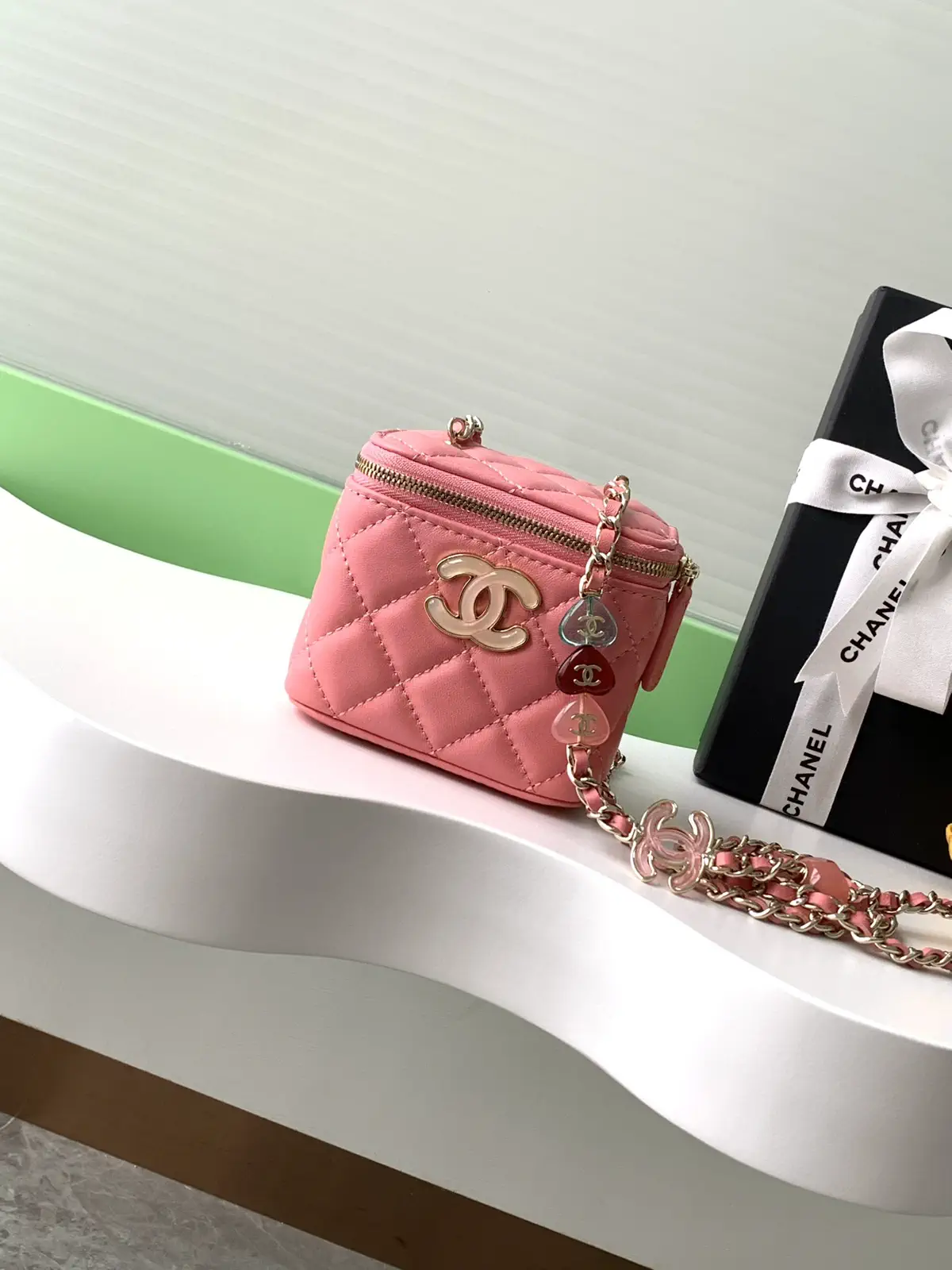 Chanel Quilted Cosmetic Bag with Chain Strap image 1