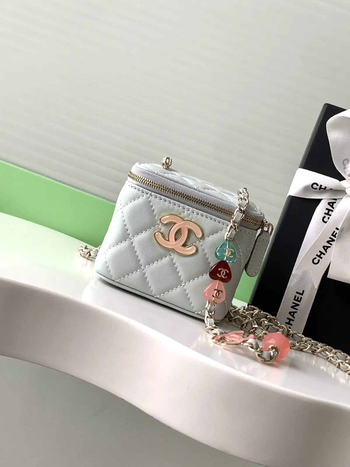 Chanel Quilted Cosmetic Bag with Chain Strap image 1