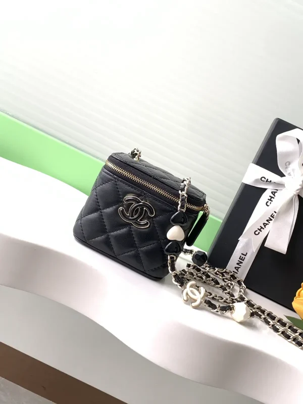 Chanel Quilted Lambskin Mini Cosmetic Bag with Chain Strap image 1