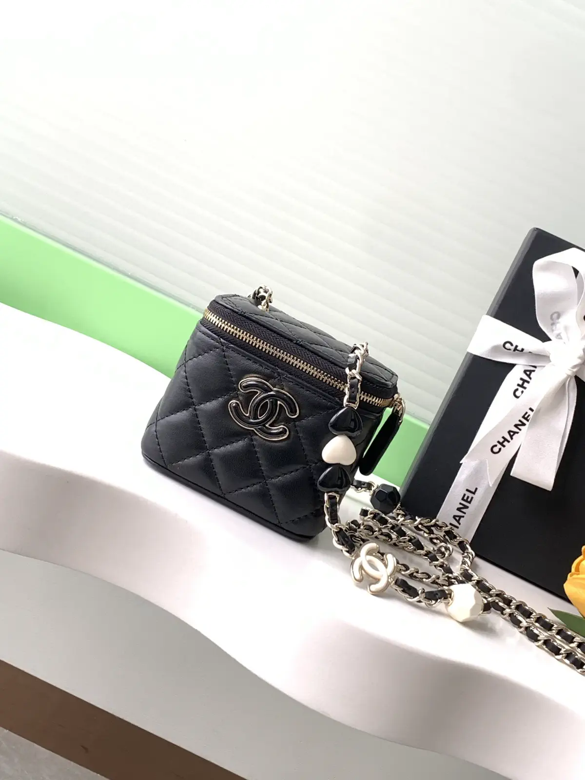 Chanel Quilted Lambskin Mini Cosmetic Bag with Chain Strap image 1