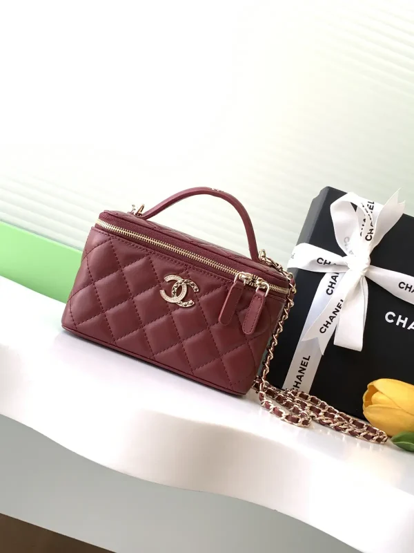Chanel Quilted Top Handle Chain Cosmetic Bag image 1