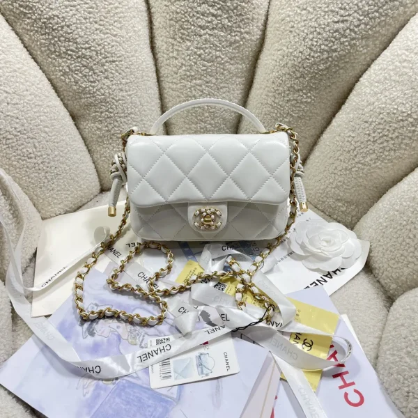 Chanel Quilted Top Handle Bag with Chain Strap image 1