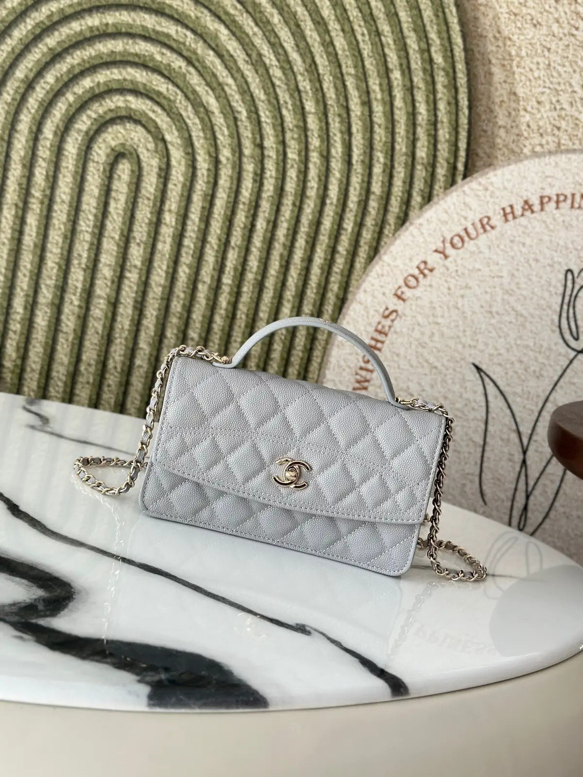 Chanel Quilted Caviar Leather Top Handle Chain Crossbody Bag image 1