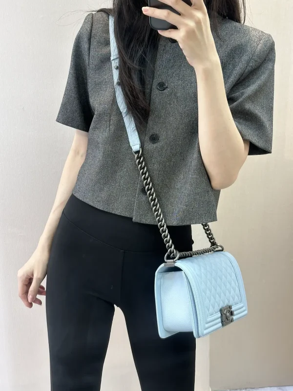 Chanel Quilted Light Blue Crossbody Bag image 1