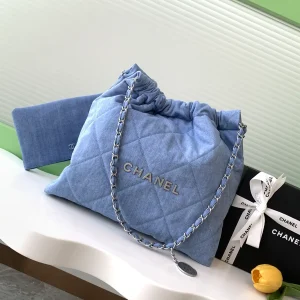 Chanel Quilted Denim 22 Shoulder Bag image 1