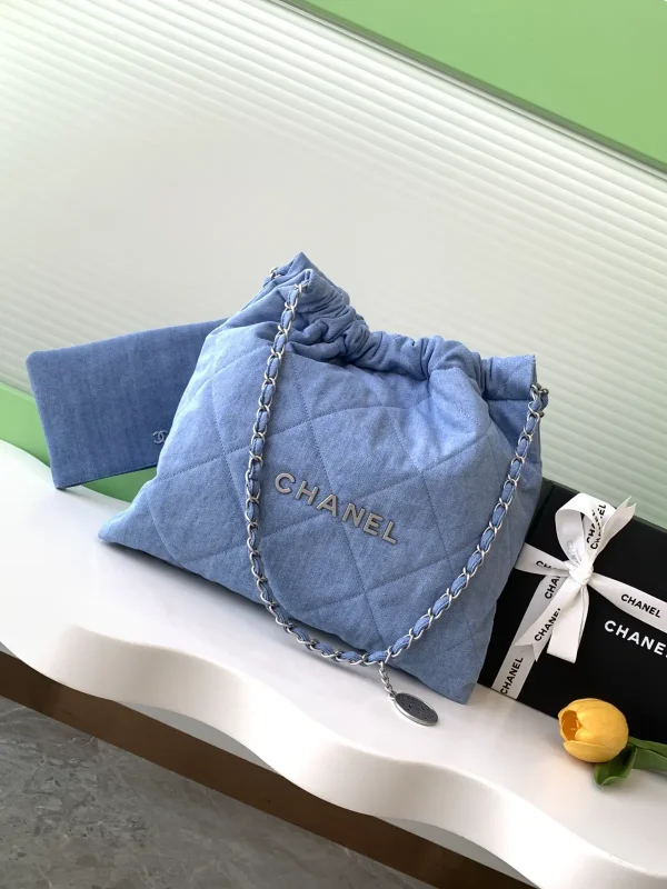 Chanel Quilted Denim 22 Shoulder Bag image 1
