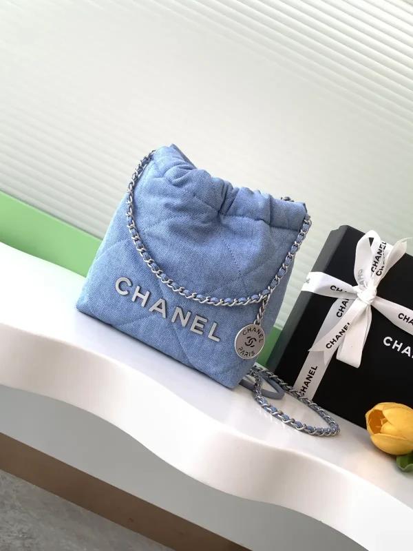 Chanel Quilted Denim Mini 22 Crossbody Bag image 1