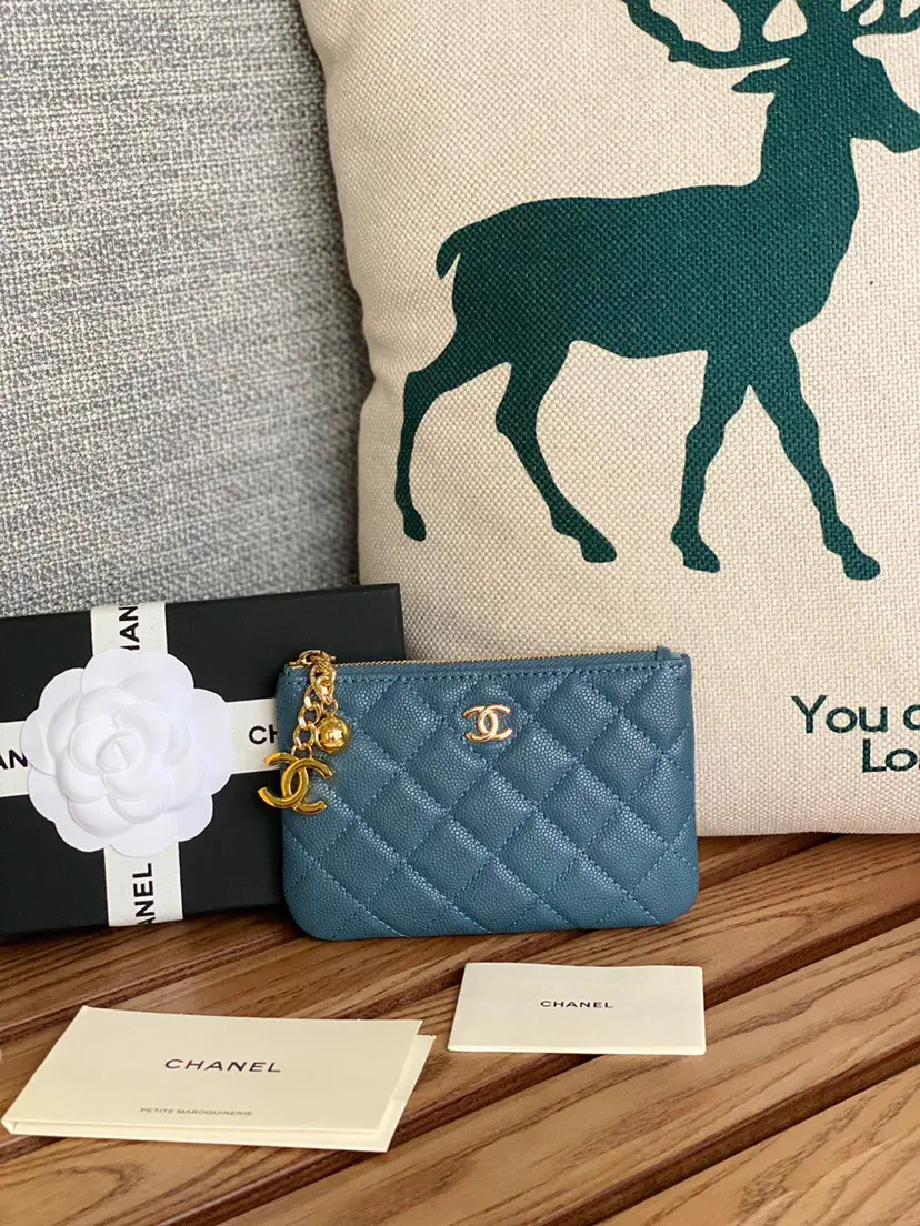 Chanel Quilted Card Holder with Charm image 1