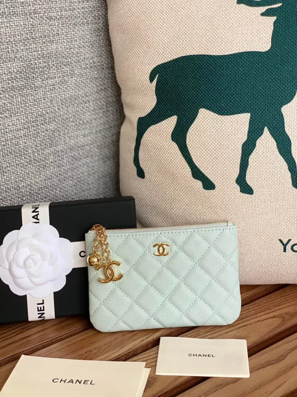 Chanel Quilted Zip Card Holder with Charm image 1