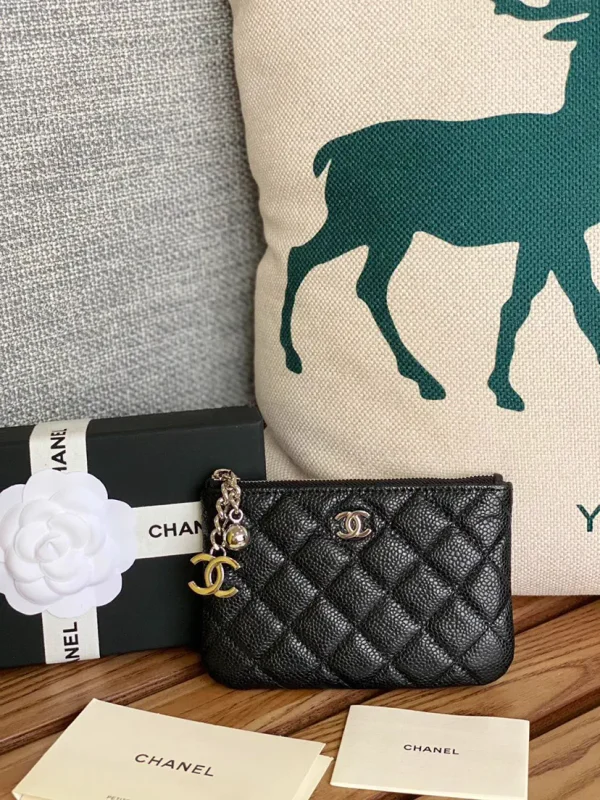 Chanel Quilted Zip Card Holder with Charm image 1