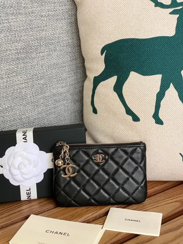 Chanel Quilted Zip Pouch with Charm image 1