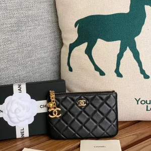Chanel Quilted Zip Pouch with Charm image 1