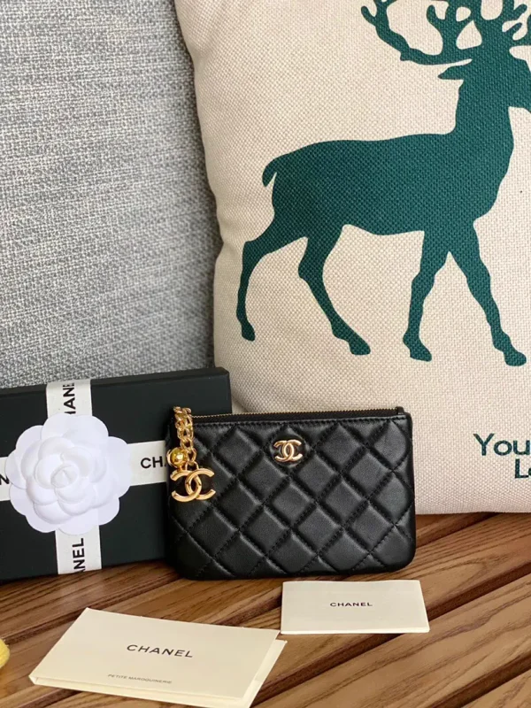 Chanel Quilted Zip Pouch with Charm image 1