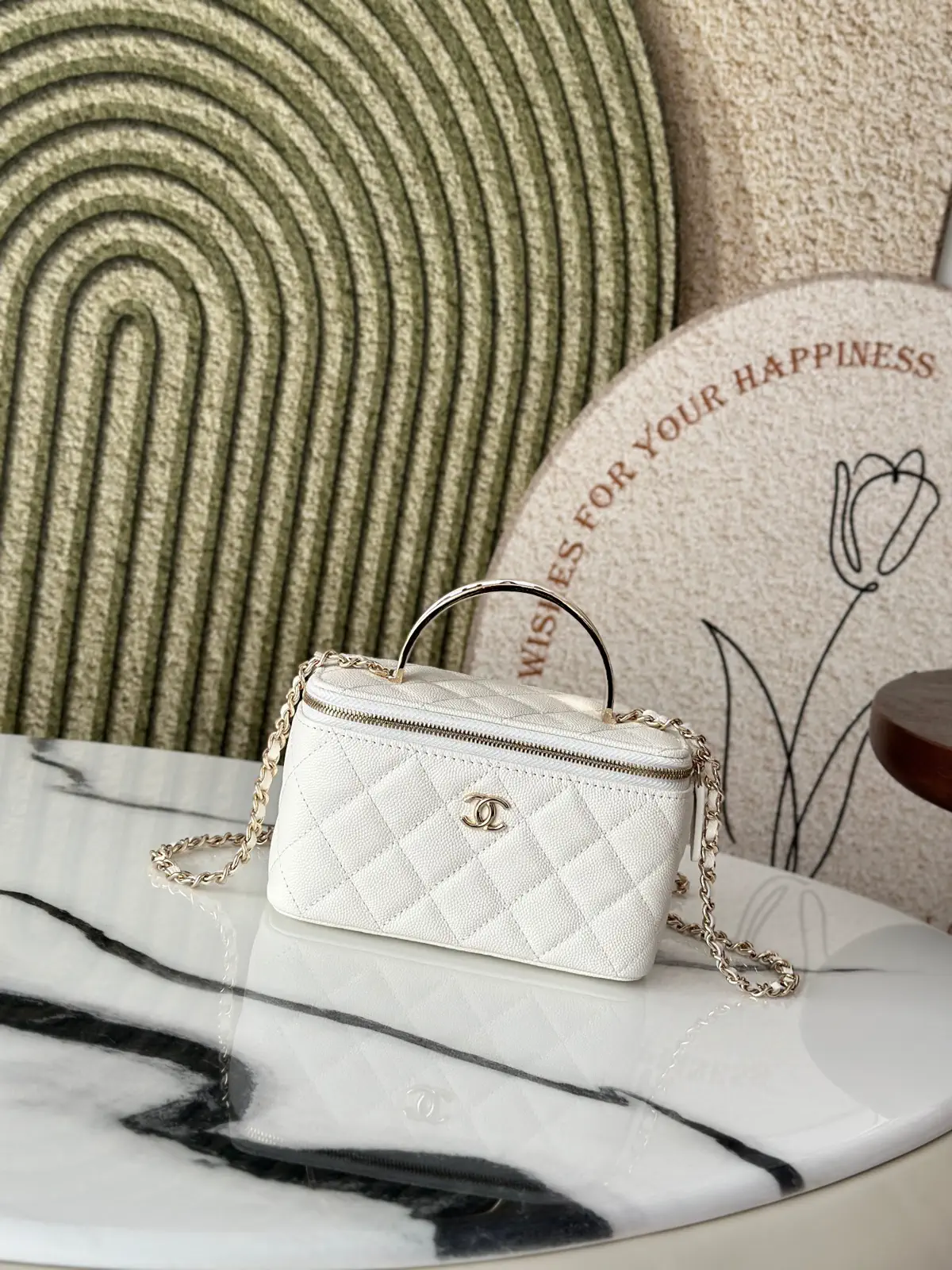 Chanel Quilted Chain Vanity Bag with Top Handle image 1