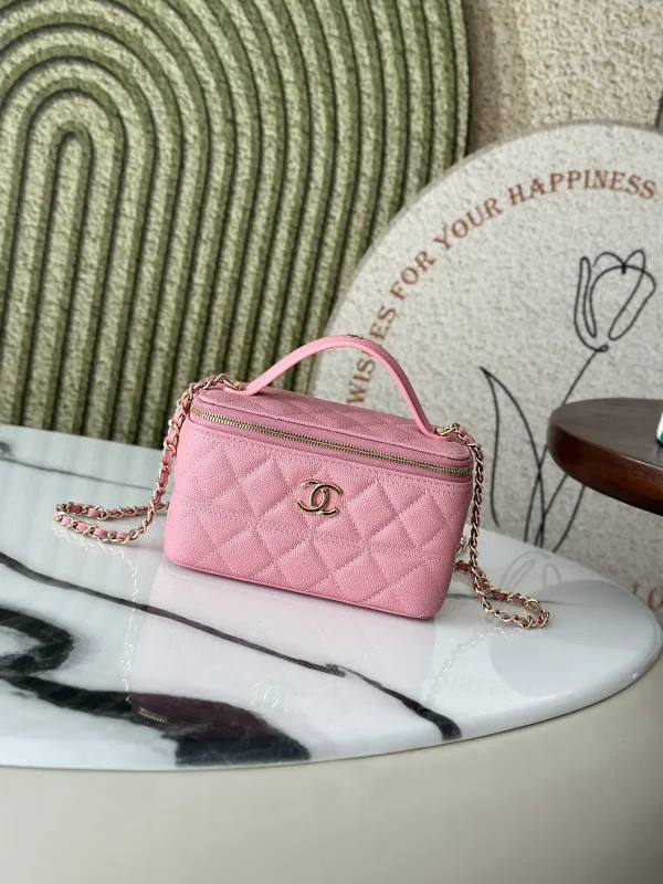 Chanel Quilted Pink Chain Crossbody Bag image 1