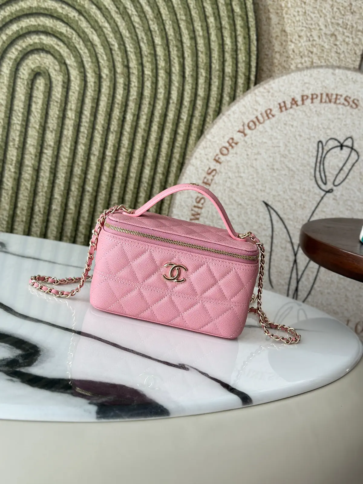 Chanel Quilted Pink Chain Crossbody Bag image 1