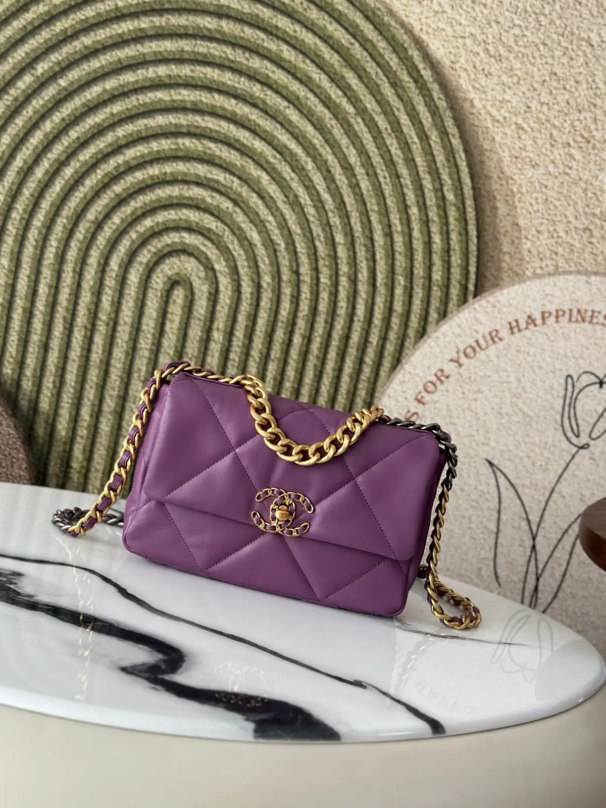 Chanel Quilted Purple 19 Bag image 1