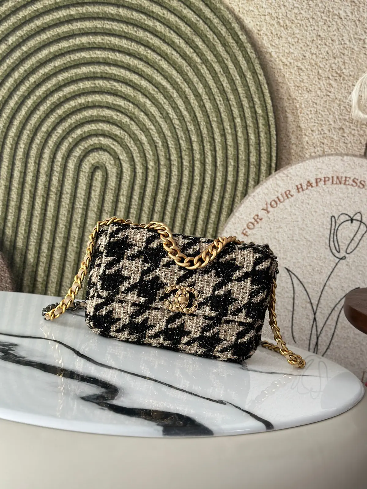 Chanel Houndstooth Tweed Flap Bag image 1