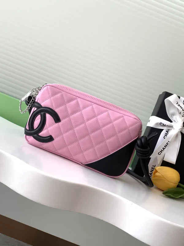 Chanel Quilted Pink and Black Crossbody Bag image 1