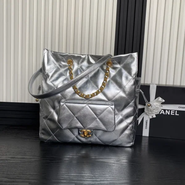 Chanel Quilted Metallic Tote Bag image 1