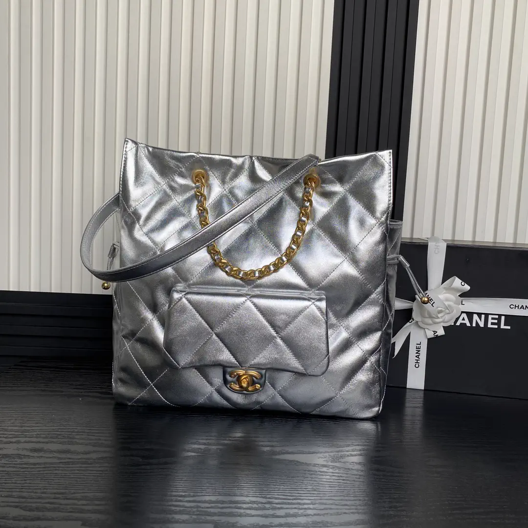 Chanel Quilted Metallic Tote Bag image 1
