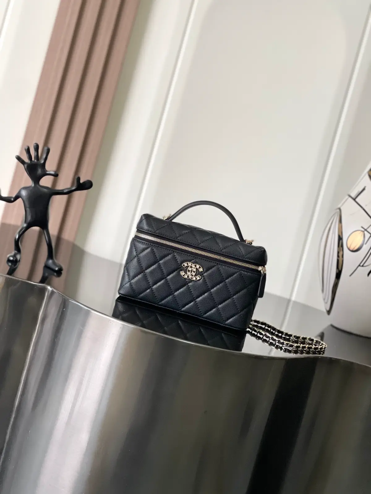 Chanel Quilted Chain Cosmetic Bag image 1