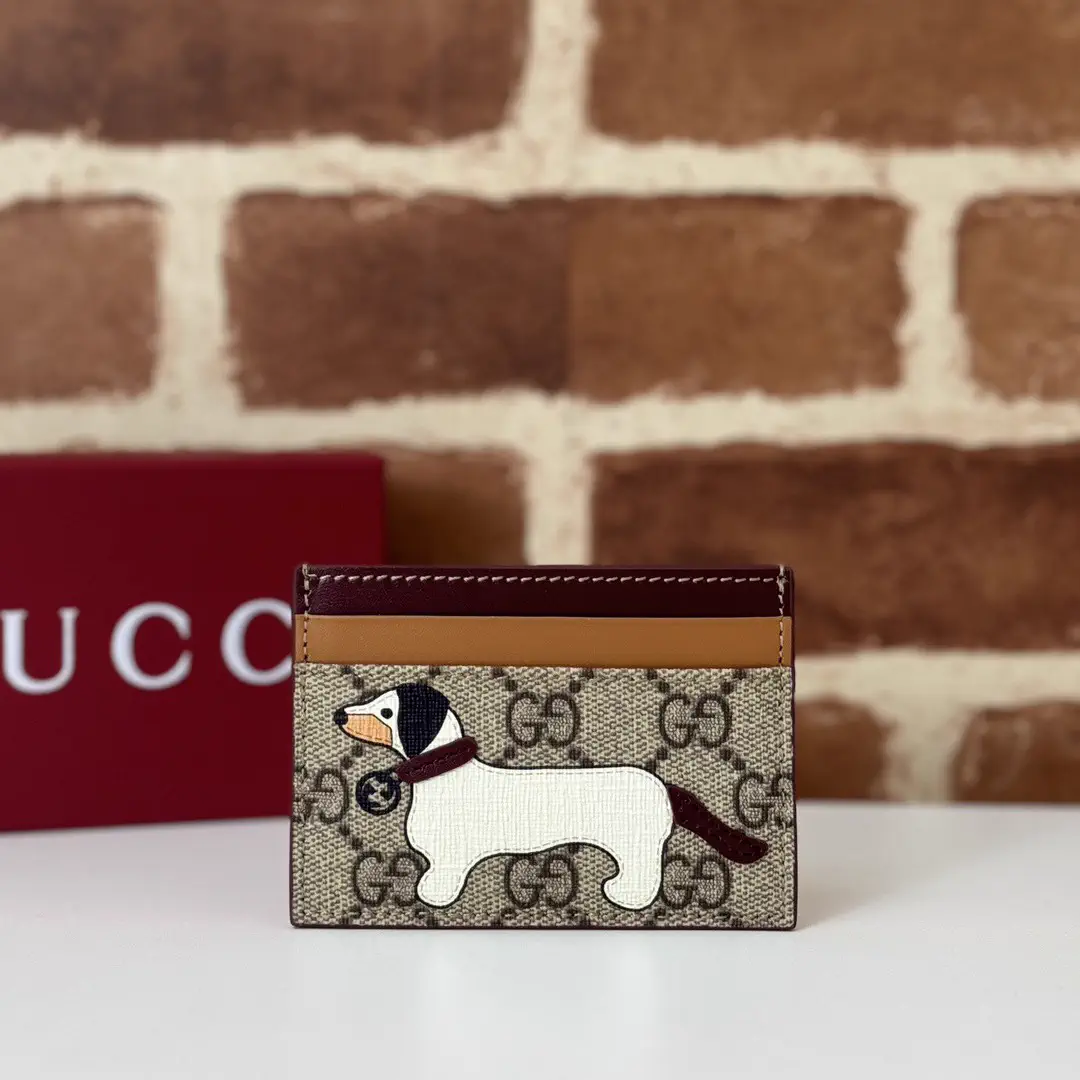 Gucci Dachshund Applique GG Monogram Card Holder image 1