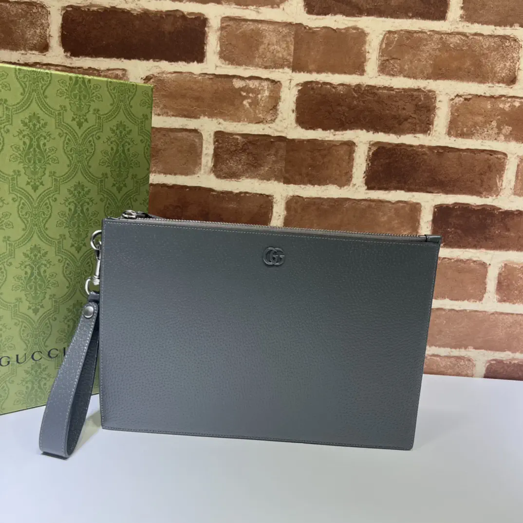 Gucci Gray GG Logo Clutch image 1