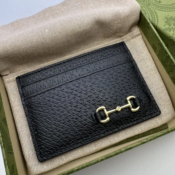 Gucci Black Card Holder with Horsebit Detail image 1
