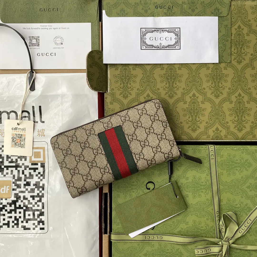 Gucci Monogram Web Stripe Zip Wallet image 1