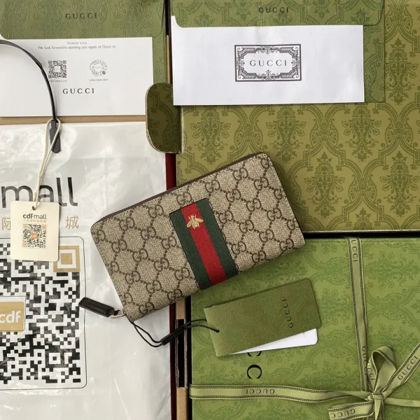 Gucci GG Monogram Web Stripe Zip Wallet image 1