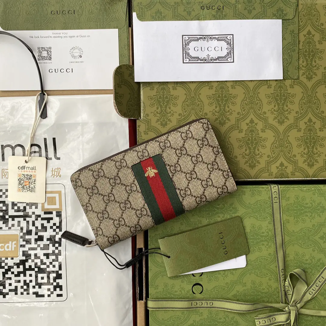 Gucci GG Monogram Web Stripe Zip Wallet image 1