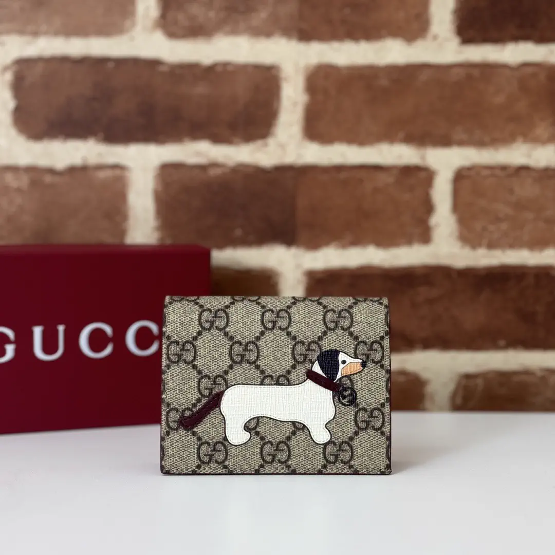 Gucci Monogram Dog Applique Card Holder image 1