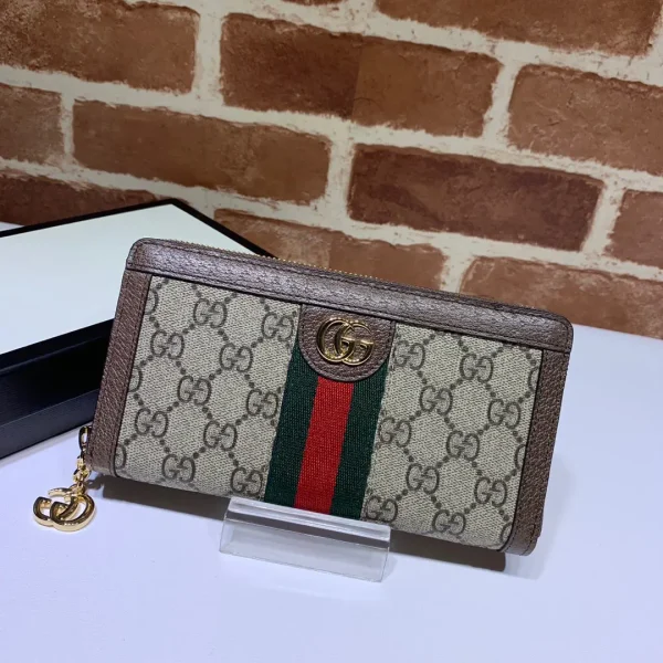Gucci Monogram Web Stripe Zip Around Wallet image 1