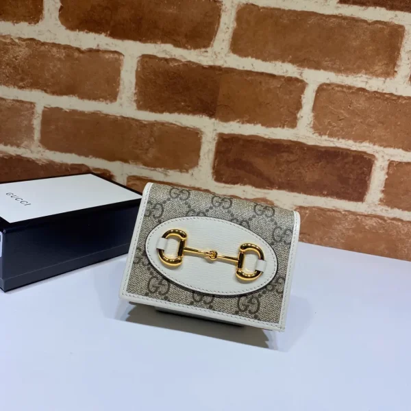 Gucci Monogram Short Wallet with White Leather Accent image 1