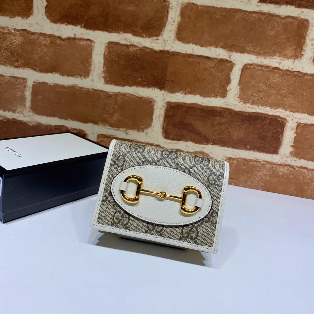 Gucci Monogram Short Wallet with White Leather Accent image 1