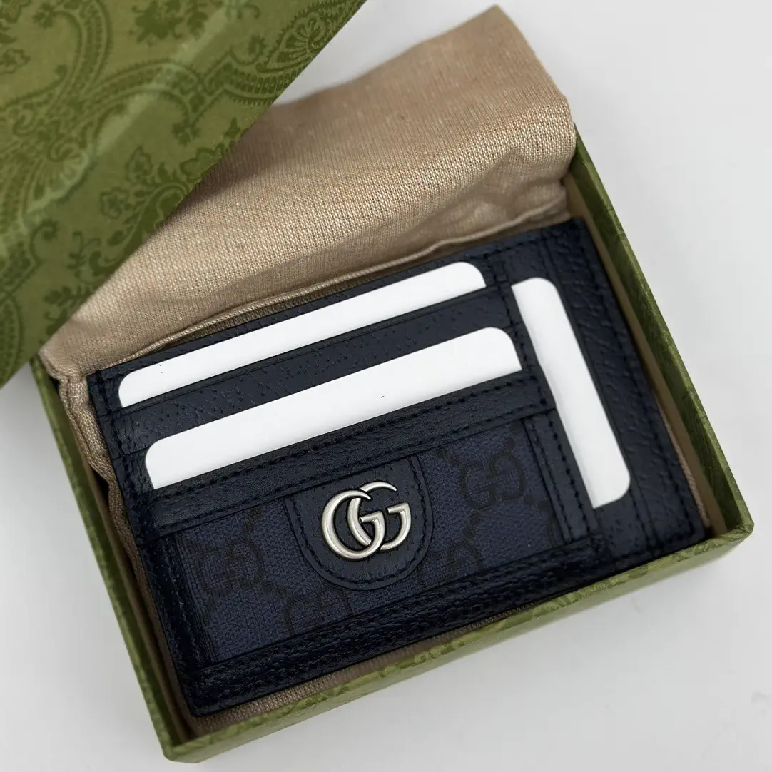 Gucci Navy Monogram Card Holder image 1
