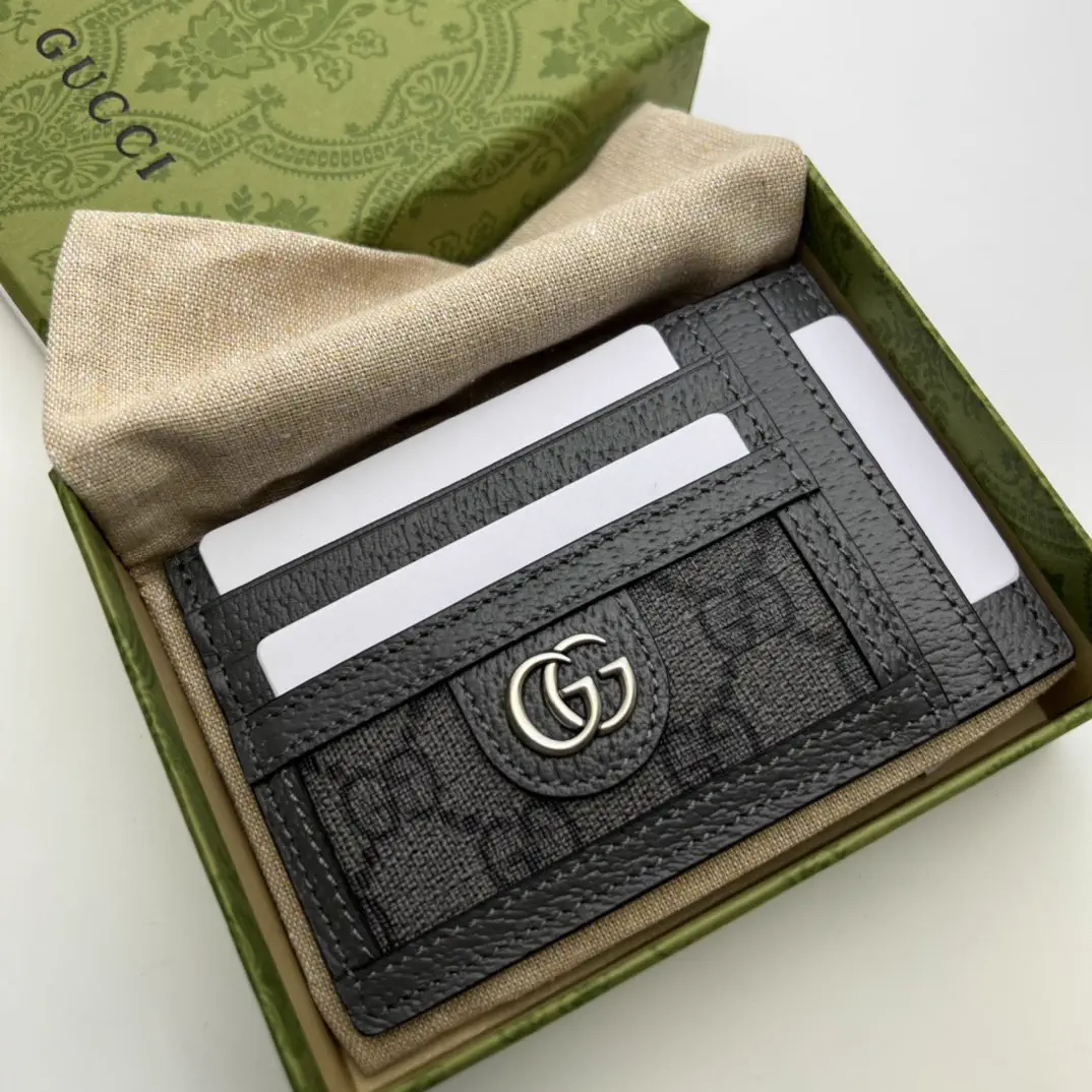 Gucci Gray Monogram Card Holder image 1