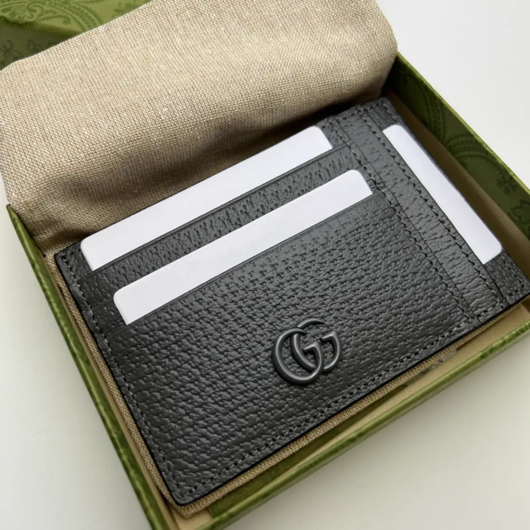 Gucci Gray Pebbled Card Holder image 1