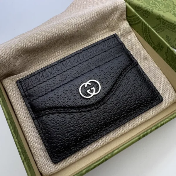 Gucci Black Textured Card Holder image 1