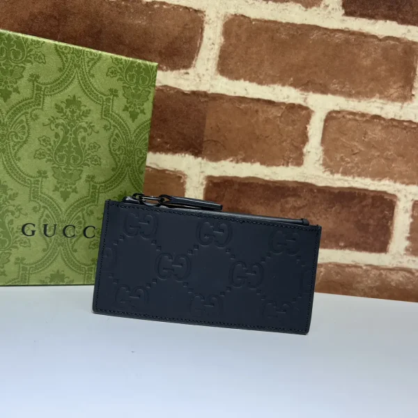 Gucci Black Embossed GG Card Holder image 1