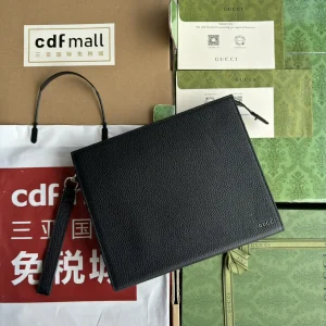 Gucci Black Leather Clutch with Detachable Wrist Strap image 1