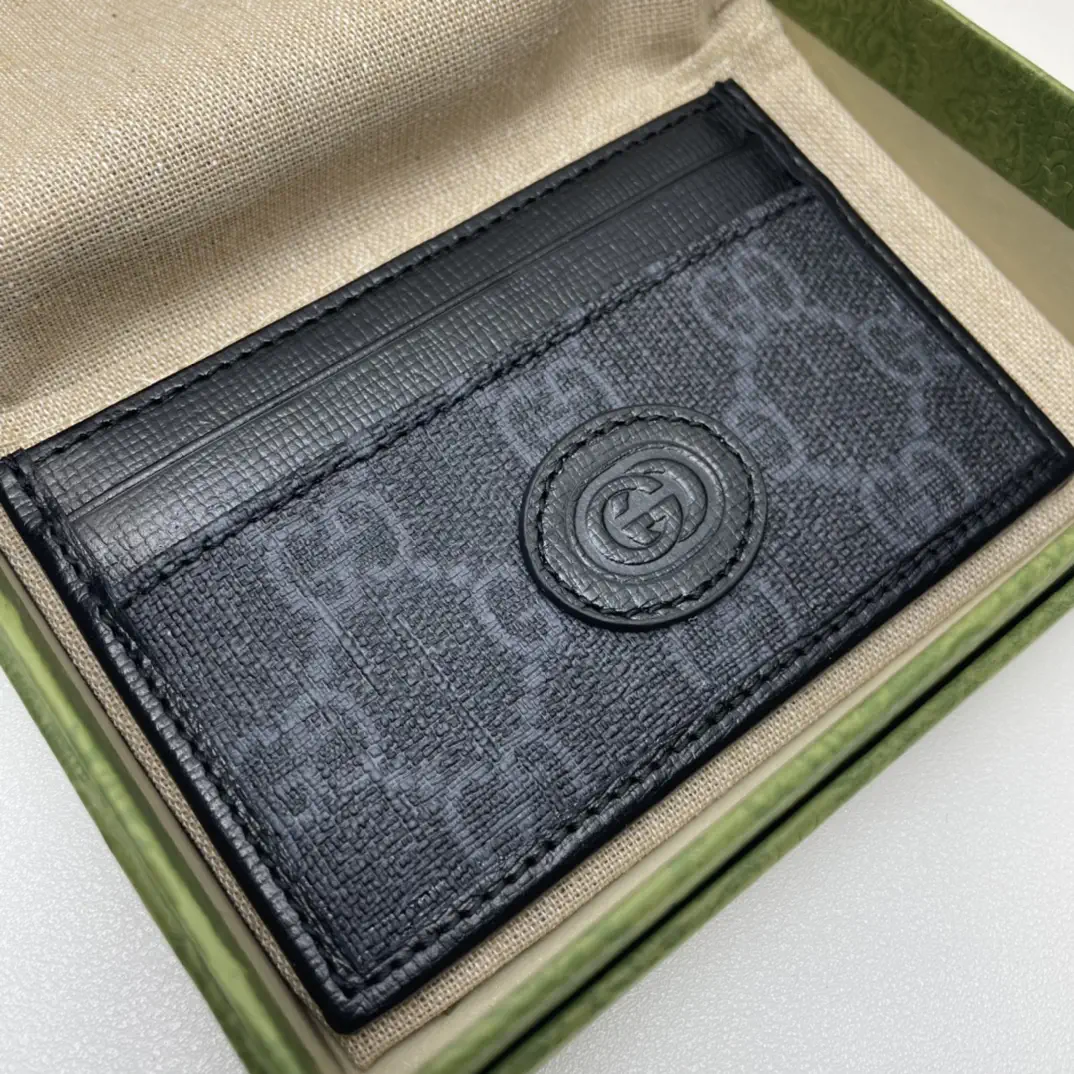 Gucci Black Monogram Card Holder image 1