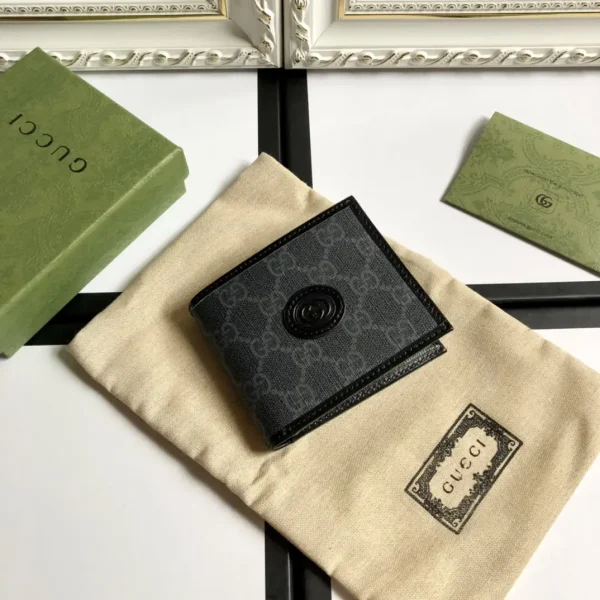 Gucci Black Canvas Monogram Wallet image 1