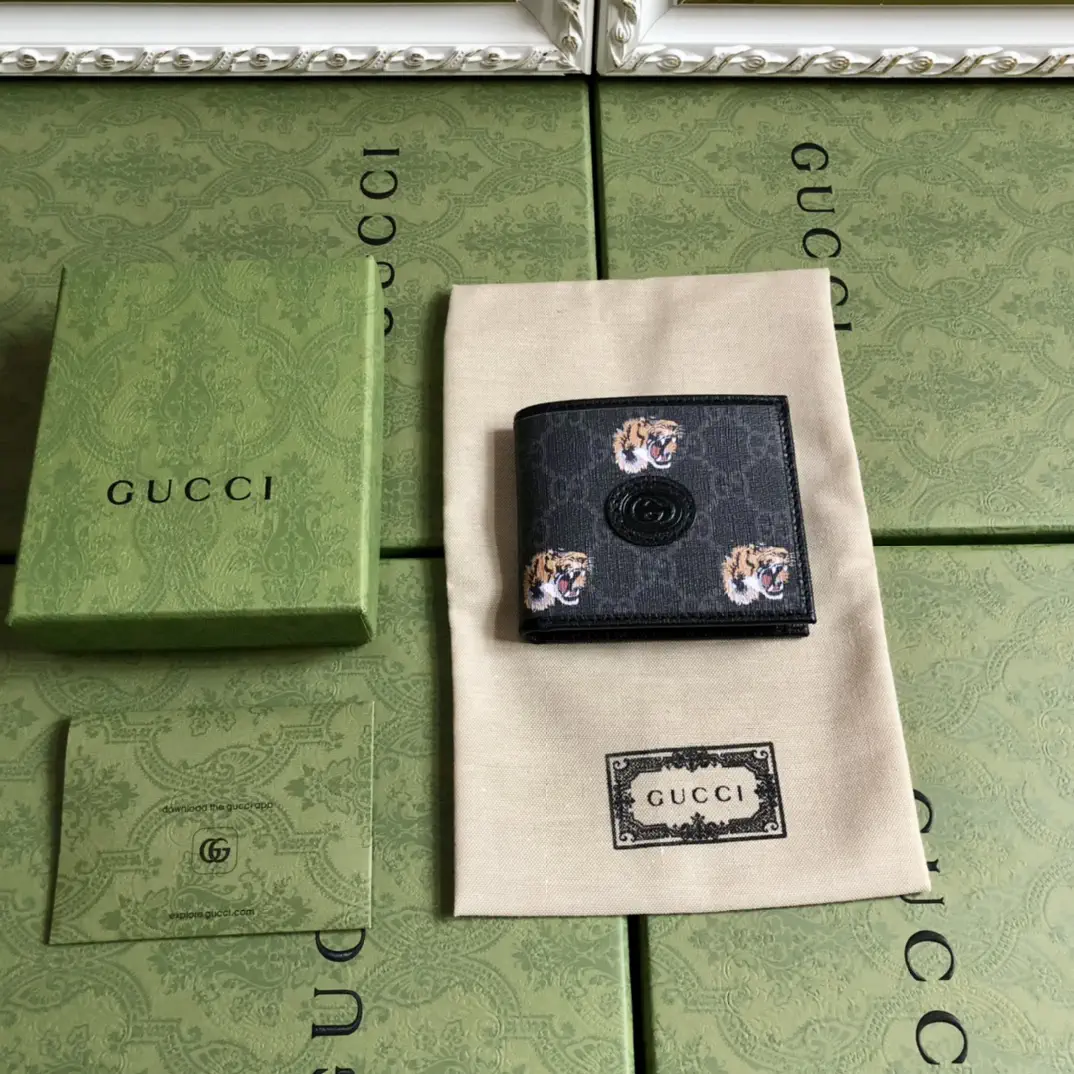 Gucci Tiger Print Monogram Canvas Wallet image 1